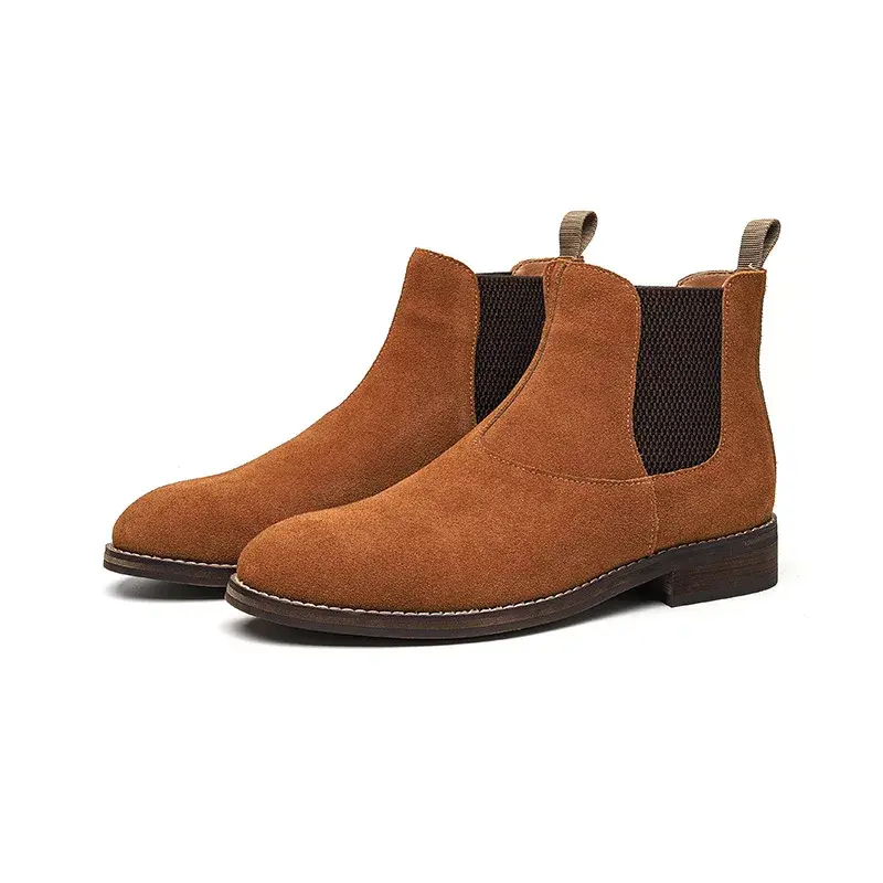 New Luxury Autumn Winter Vintage British Men Chelsea Boots Dress Cow Suede Leather Shoes Business Wedding Ankle Boots Slip-On