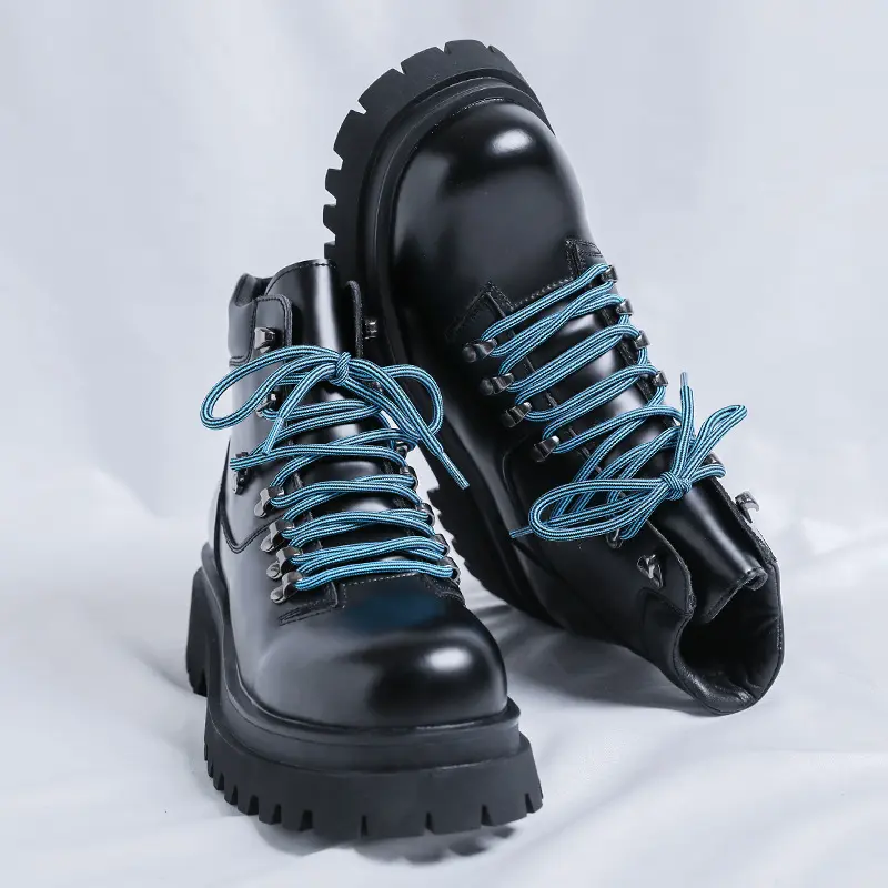Luxury Vintage Men Casual Leather Shoes Autumn Winter High Quality Ankle Boots Outdoor Tooling Motorcycle Boot Height Increasing