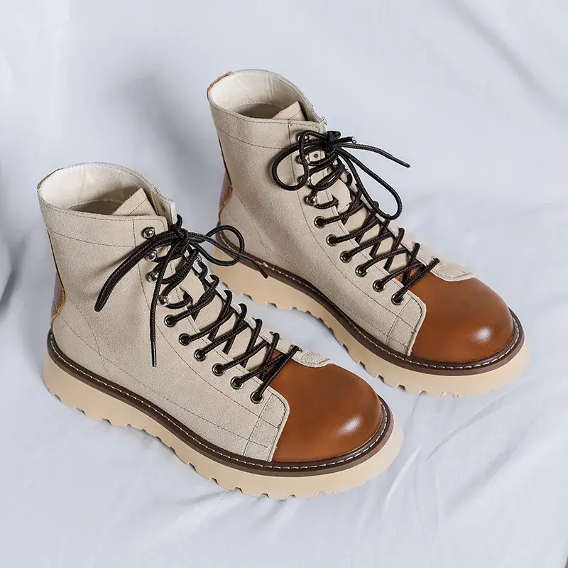 Handmade New Autumn Winter Vintage Men Ankle Boots Top Quality Cow Suede Dress Leather Shoes Tooling Platform Boots Desert Work