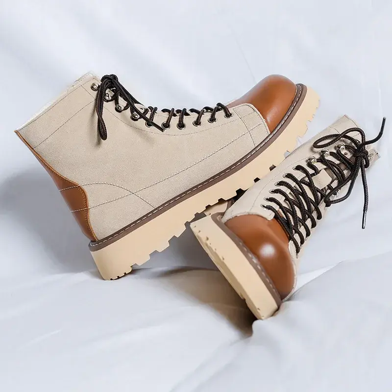 Handmade New Autumn Winter Vintage Men Ankle Boots Top Quality Cow Suede Dress Leather Shoes Tooling Platform Boots Desert Work