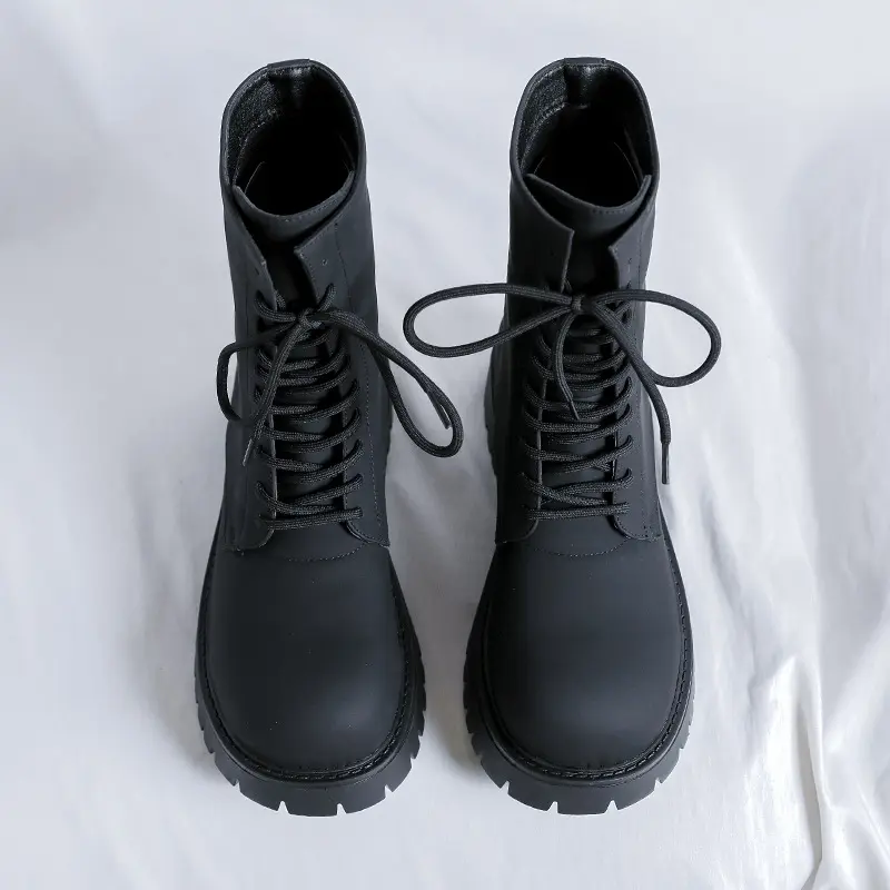 New Black Vintage British Men Ankle Boots Spring Autumn Tooling Outdoor Boots Leather Shoes Fashion Motorcycle Boots