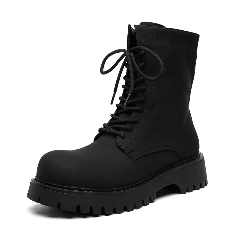 New Black Vintage British Men Ankle Boots Spring Autumn Tooling Outdoor Boots Leather Shoes Fashion Motorcycle Boots