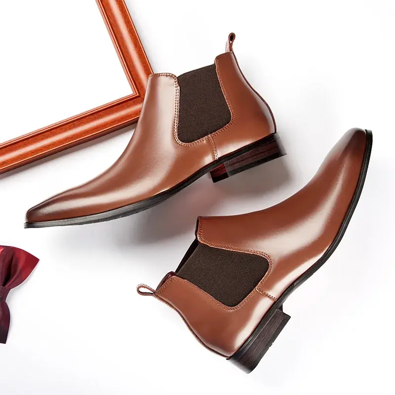 New Big Size Autumn Winter Handmade Men Boots Vintage British Genuine Leather Dress Shoes Business Work  Ankle Chelsea Boots