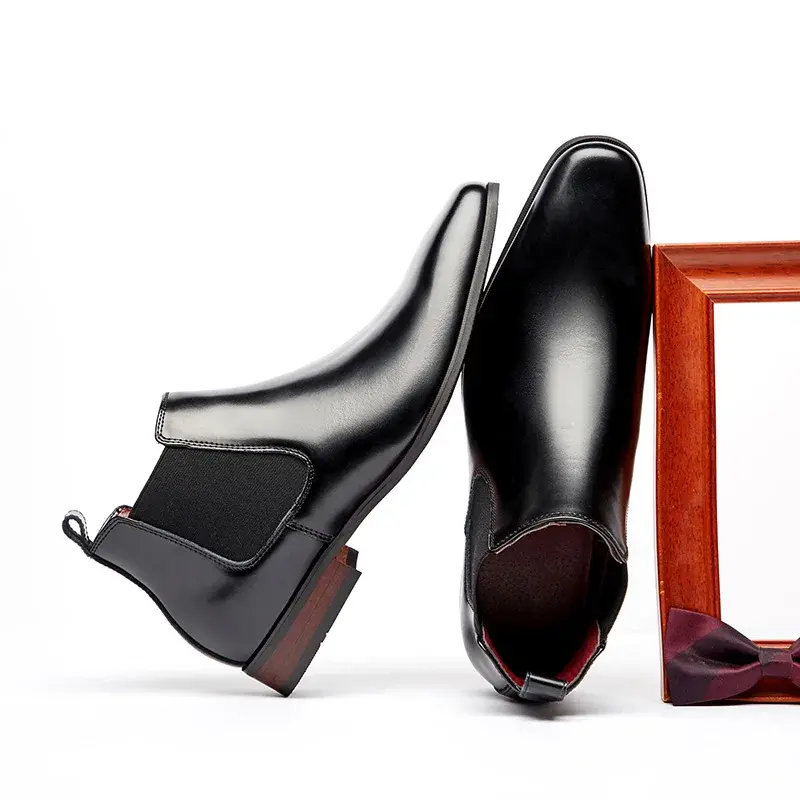 New Big Size Autumn Winter Handmade Men Boots Vintage British Genuine Leather Dress Shoes Business Work  Ankle Chelsea Boots