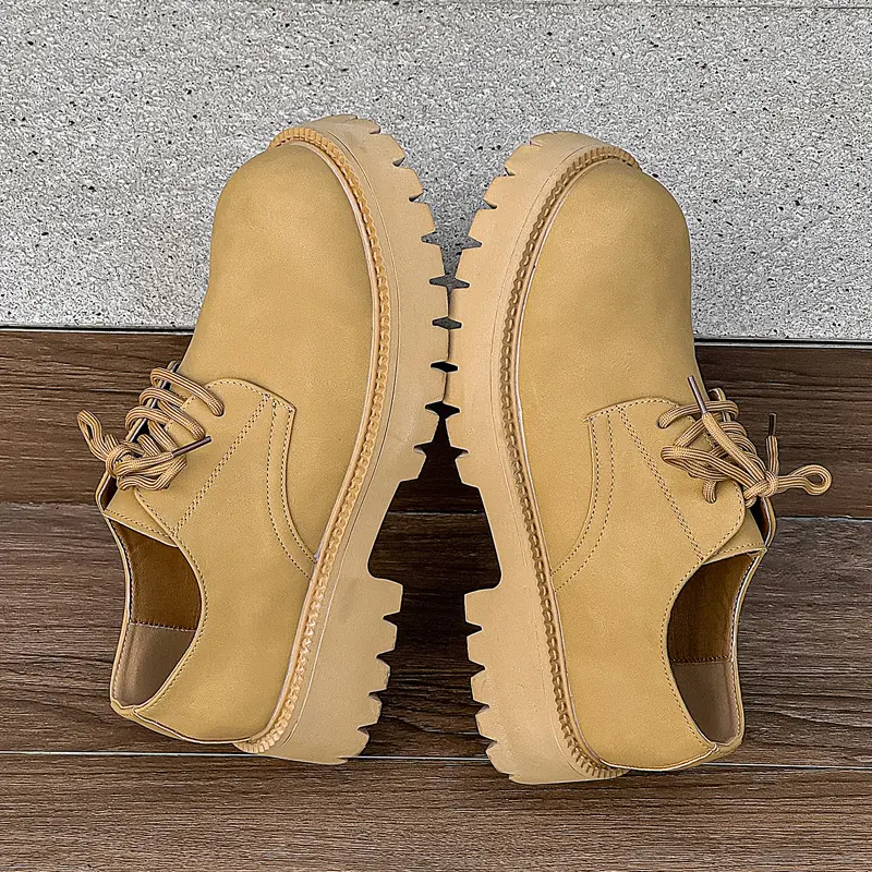 British Vintage Men Dress Casual Leather Shoes Spring Autumn Designer Shoes Men Loafers Breathable Height Increasing Sneakers