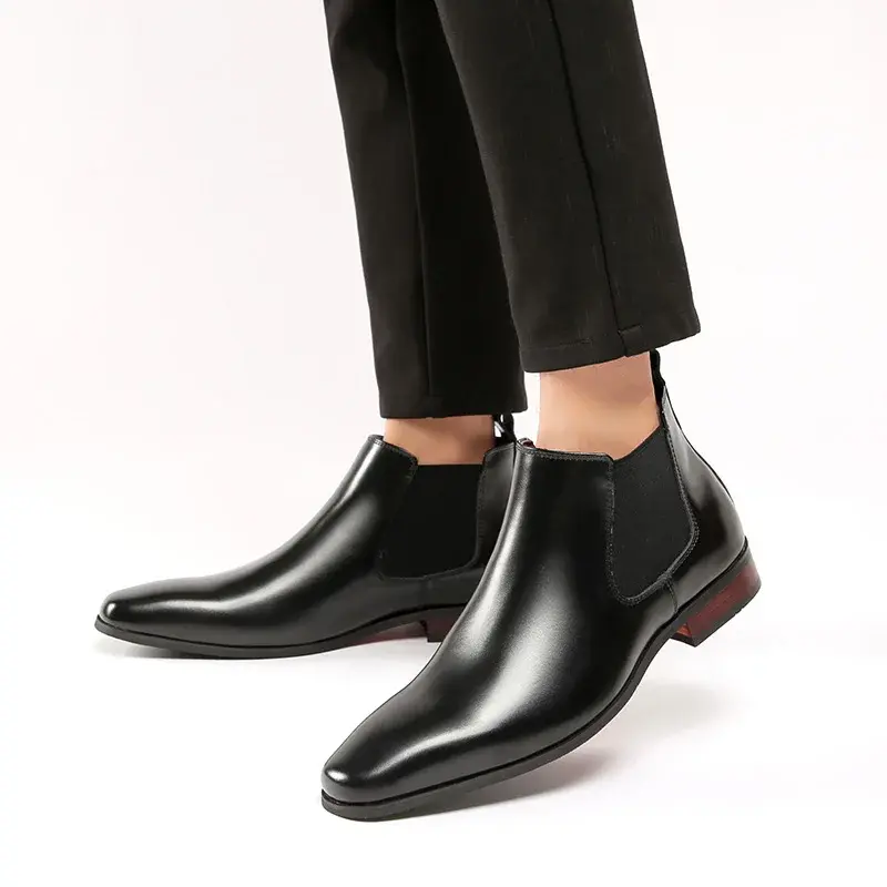 New Big Size Autumn Winter Handmade Men Boots Vintage British Genuine Leather Dress Shoes Business Work  Ankle Chelsea Boots