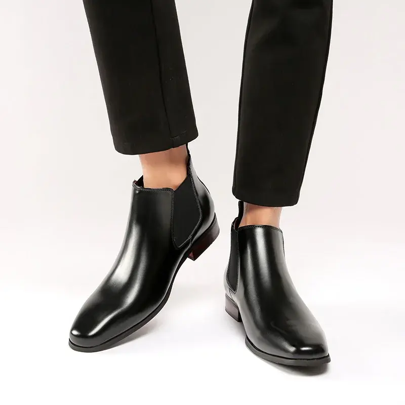 New Big Size Autumn Winter Handmade Men Boots Vintage British Genuine Leather Dress Shoes Business Work  Ankle Chelsea Boots