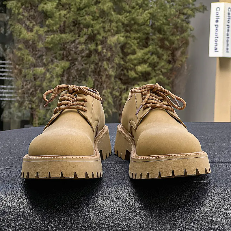 British Vintage Men Dress Casual Leather Shoes Spring Autumn Designer Shoes Men Loafers Breathable Height Increasing Sneakers