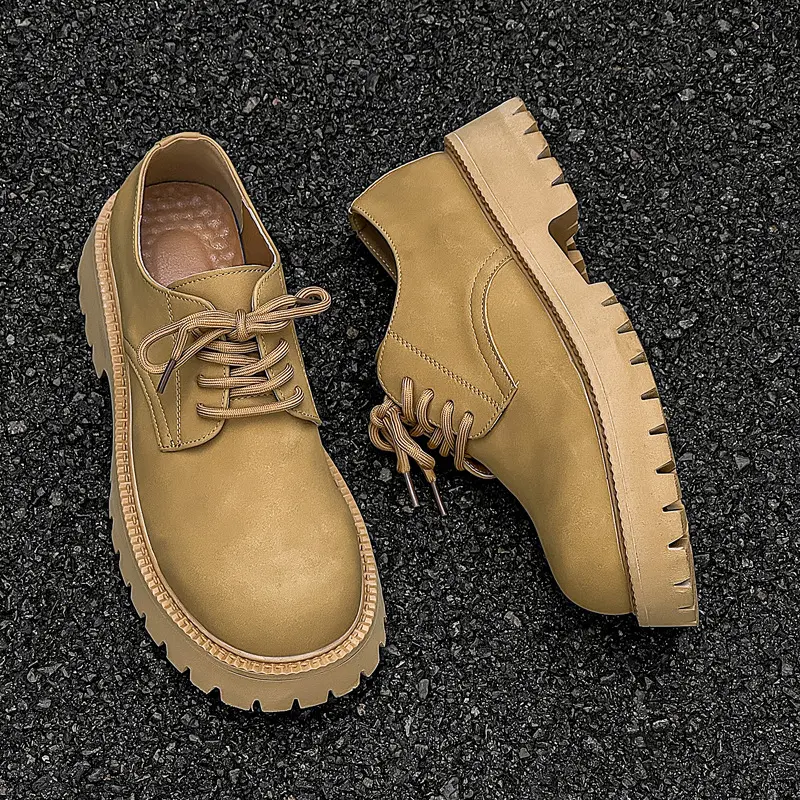 British Vintage Men Dress Casual Leather Shoes Spring Autumn Designer Shoes Men Loafers Breathable Height Increasing Sneakers