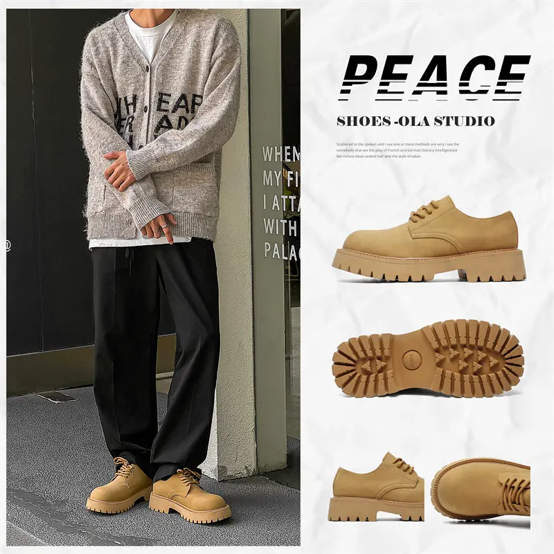 British Vintage Men Dress Casual Leather Shoes Spring Autumn Designer Shoes Men Loafers Breathable Height Increasing Sneakers