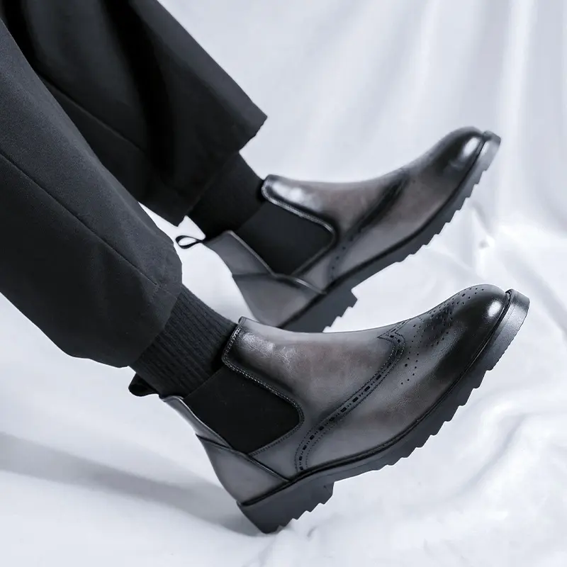 New Autumn Winter Men Ankle Boots Luxury Dress Business Leather Shoes Vintage British Wedding Chlesea Boots Men Boots