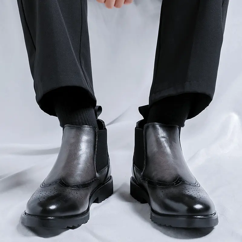 New Autumn Winter Men Ankle Boots Luxury Dress Business Leather Shoes Vintage British Wedding Chlesea Boots Men Boots