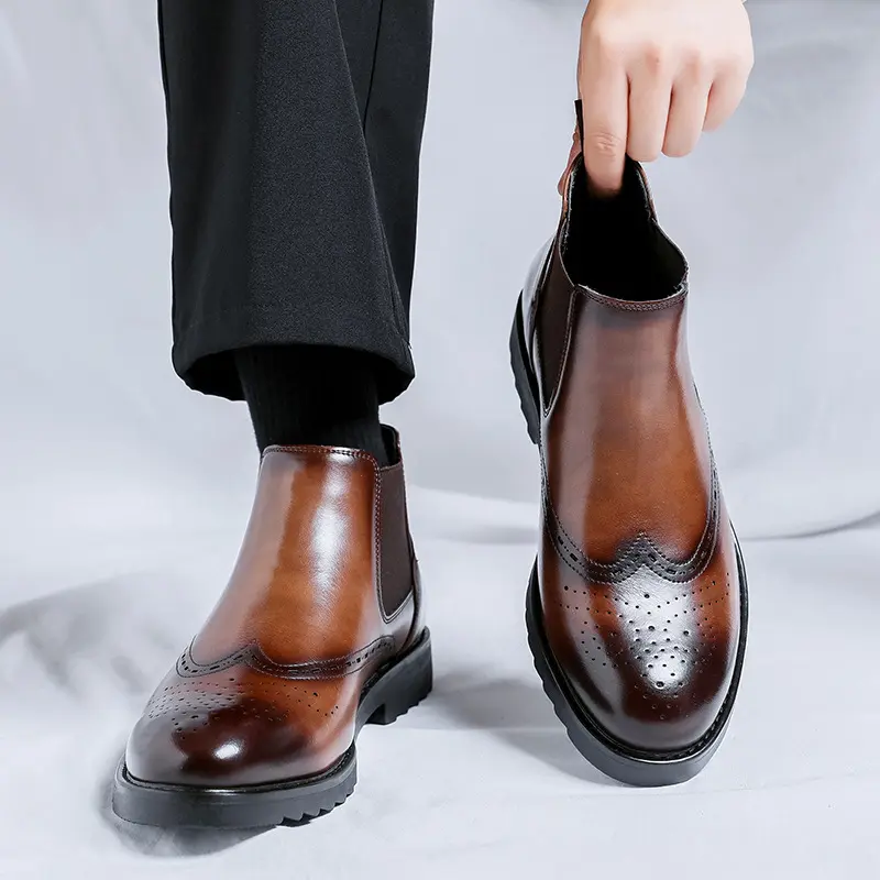 New Autumn Winter Men Ankle Boots Luxury Dress Business Leather Shoes Vintage British Wedding Chlesea Boots Men Boots