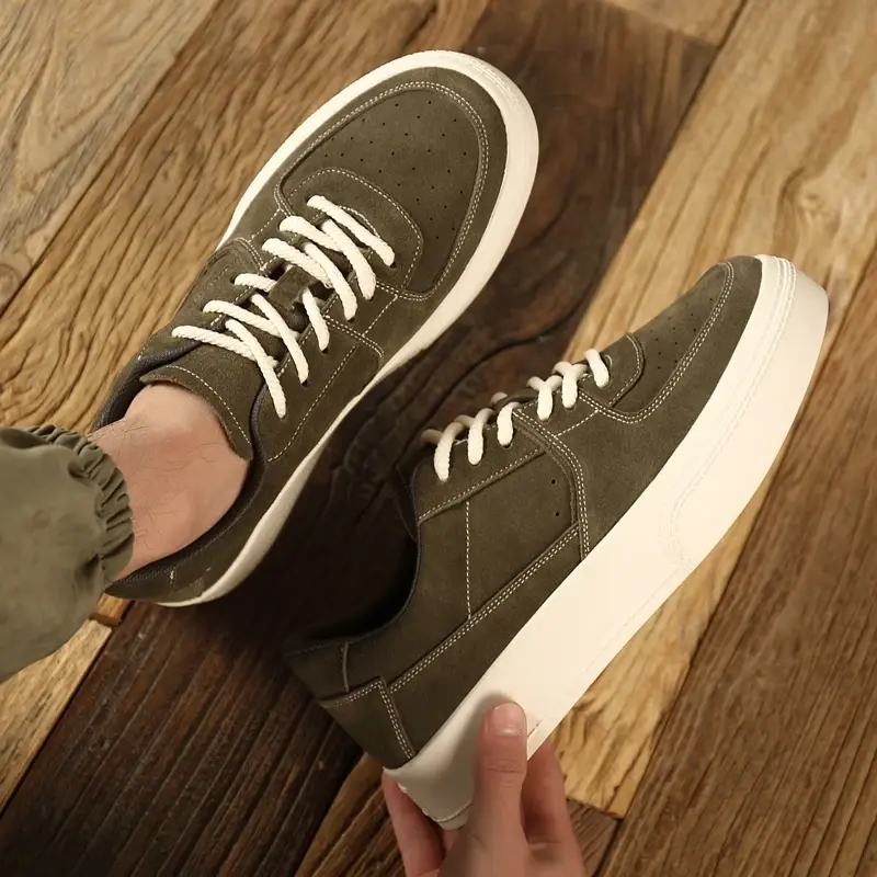 New Spring Classics Casual Men Cow Suede Shoes Handmade Luxury Designer Shoes Breathable Height Increasing Loafers Sneakers