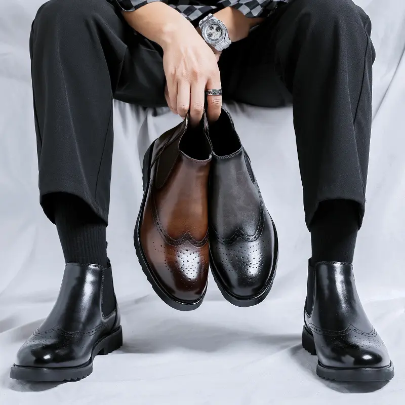 New Autumn Winter Men Ankle Boots Luxury Dress Business Leather Shoes Vintage British Wedding Chlesea Boots Men Boots