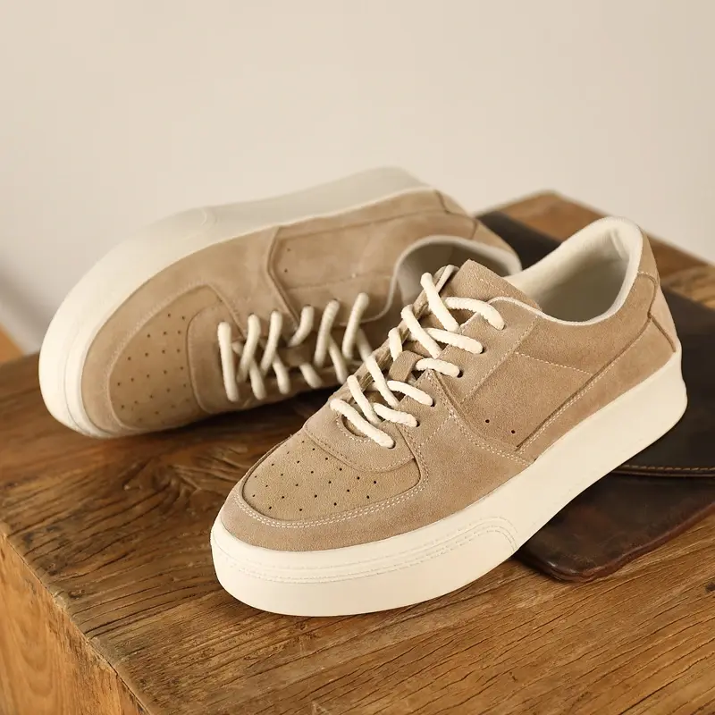 New Spring Classics Casual Men Cow Suede Shoes Handmade Luxury Designer Shoes Breathable Height Increasing Loafers Sneakers
