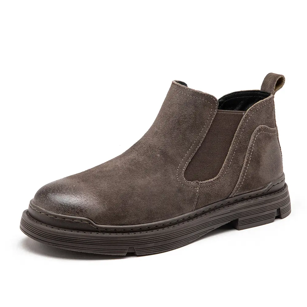 New Vintage British Men Leather Shoes Autumn Spring Cow Suede Tooling Ankle Boots Outdoor Business Chelsea Boots Military Boots