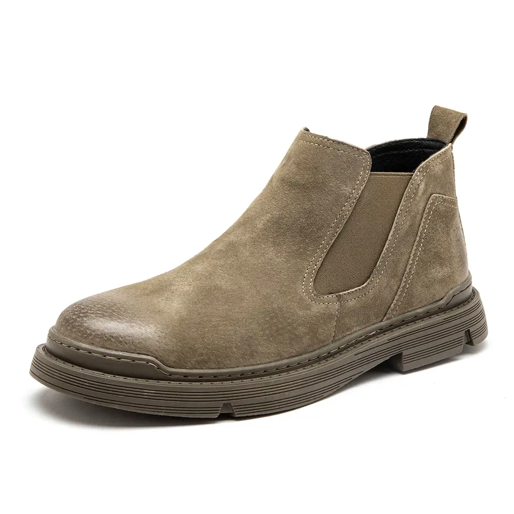 New Vintage British Men Leather Shoes Autumn Spring Cow Suede Tooling Ankle Boots Outdoor Business Chelsea Boots Military Boots