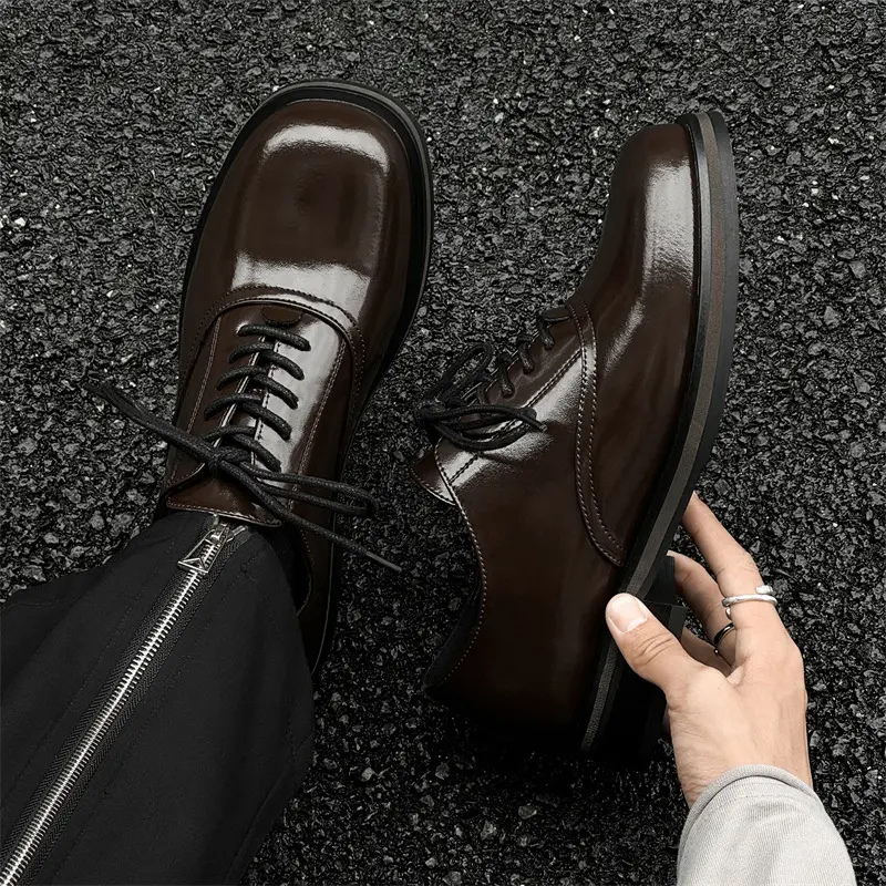 New Fashion Luxury Vintage British Men Casual Leather Shoes Dress Business Loafers Autumn Spring Shoes for Men Zapatos Hombre