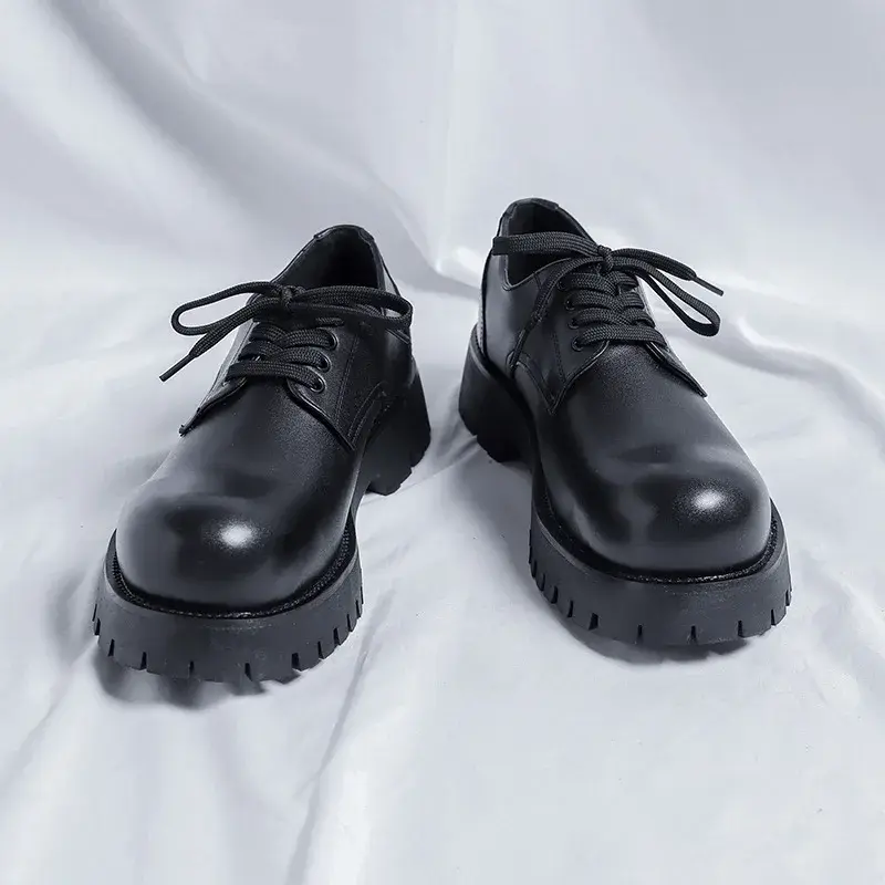 New Luxury Designer Shoes Casual Men Leather Shoes Fashion Spring Autumn Breathable Height Increasing Lace-up Wedding Loafers