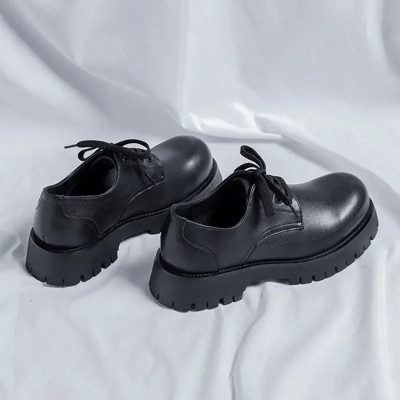 New Luxury Designer Shoes Casual Men Leather Shoes Fashion Spring Autumn Breathable Height Increasing Lace-up Wedding Loafers