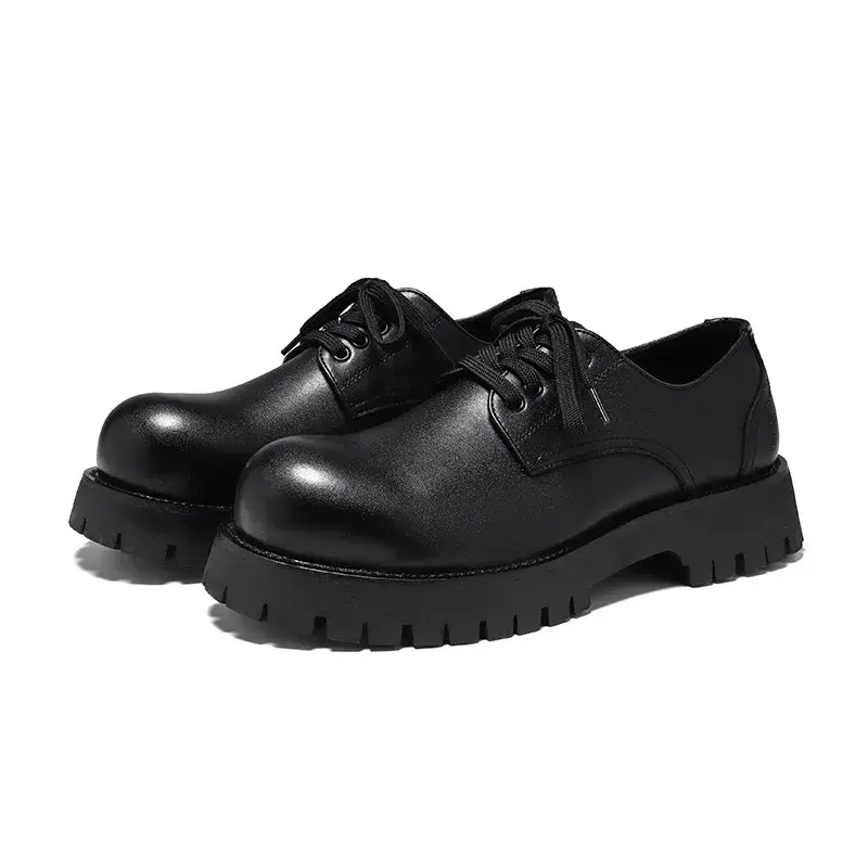 New Luxury Designer Shoes Casual Men Leather Shoes Fashion Spring Autumn Breathable Height Increasing Lace-up Wedding Loafers