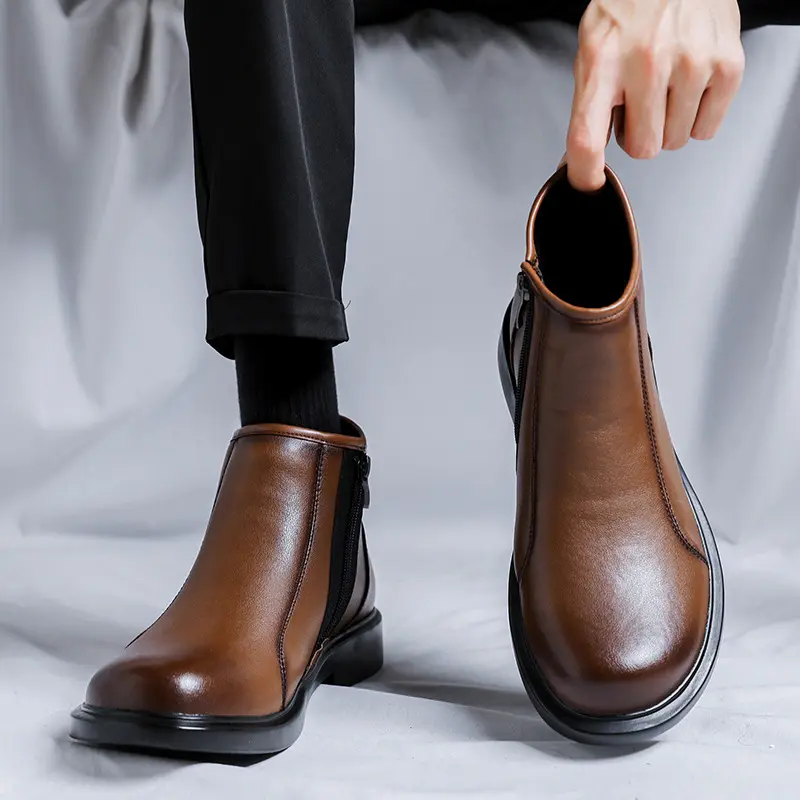 Luxury Autumn Winter Men Vintage Men Shoes High Quality Dress Leather Ankle Boots Business Work Wedding British Tooling Boots