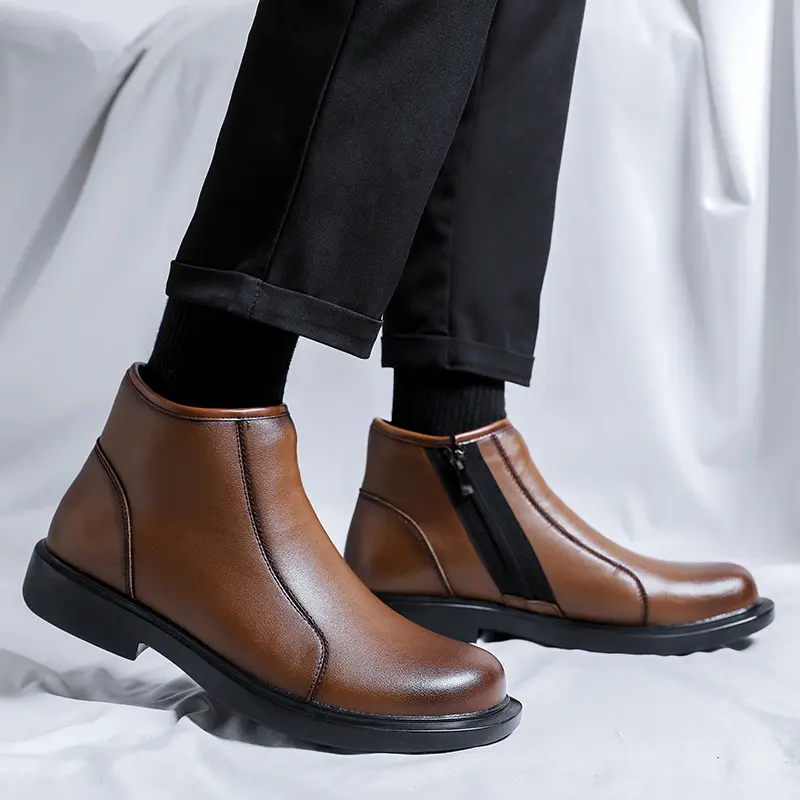 Luxury Autumn Winter Men Vintage Men Shoes High Quality Dress Leather Ankle Boots Business Work Wedding British Tooling Boots
