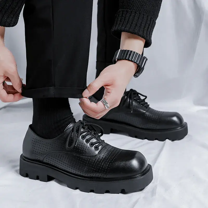 Casual Men Shoes Breathable Formal Dress Leather Shoes Spring Autumn Business British Loafers Designer Wedding Height Increasing