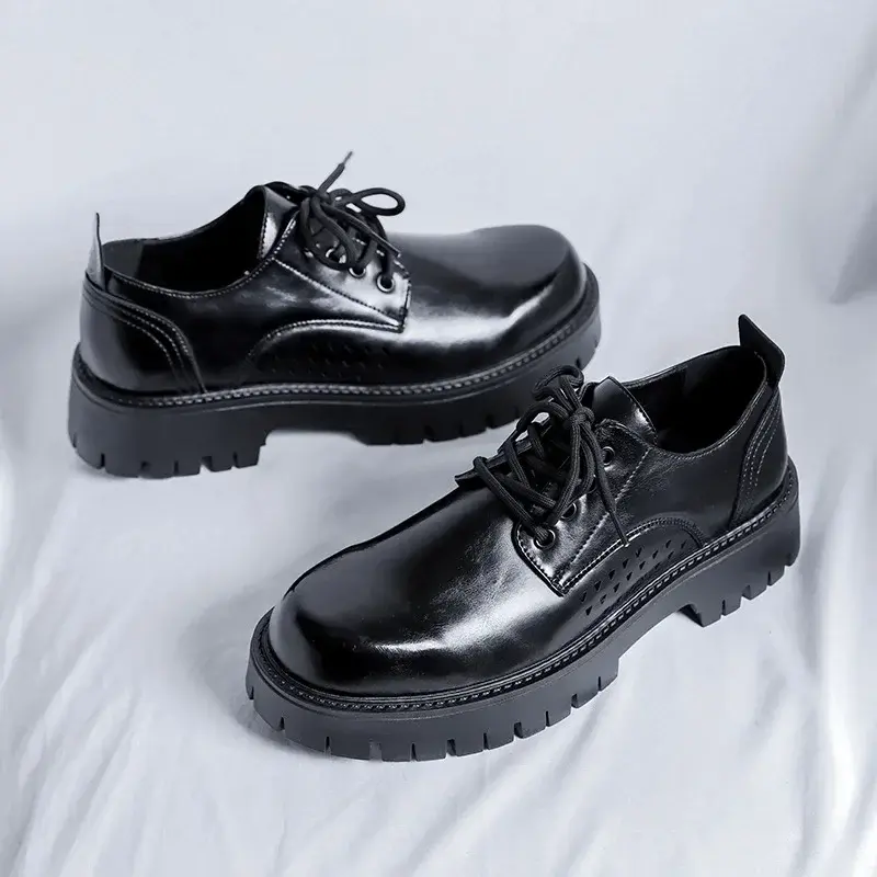 New Men Luxury Designer Shoes Height Increasing Formal Dress Loafers Business Casual Leather Shoes Tooling Wedding Fashion Black