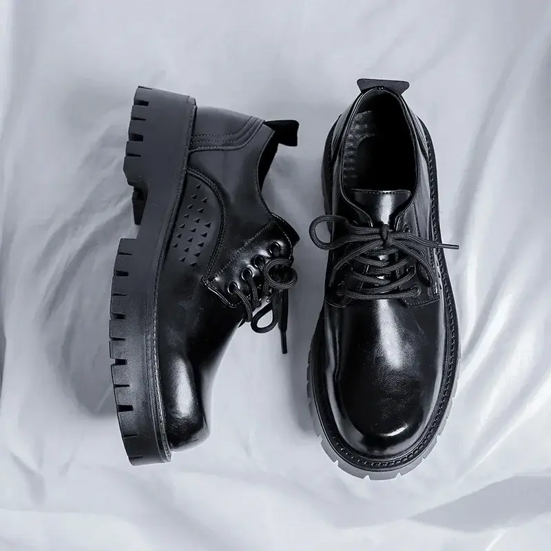 New Men Luxury Designer Shoes Height Increasing Formal Dress Loafers Business Casual Leather Shoes Tooling Wedding Fashion Black