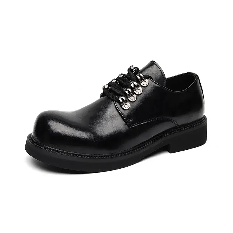Black Vintage British Business Men Casual Shoes Formal Dress Leather Shoes British Tooling Work Loafers Wedding Designer Shoes