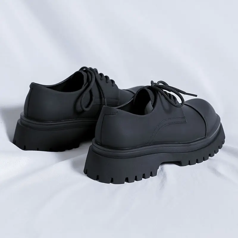 New Black Business Men Shoes Luxury Dress Loafers Spring Autumn Vintage British Formal Leather Shoes Oxfords Heightening Shoes