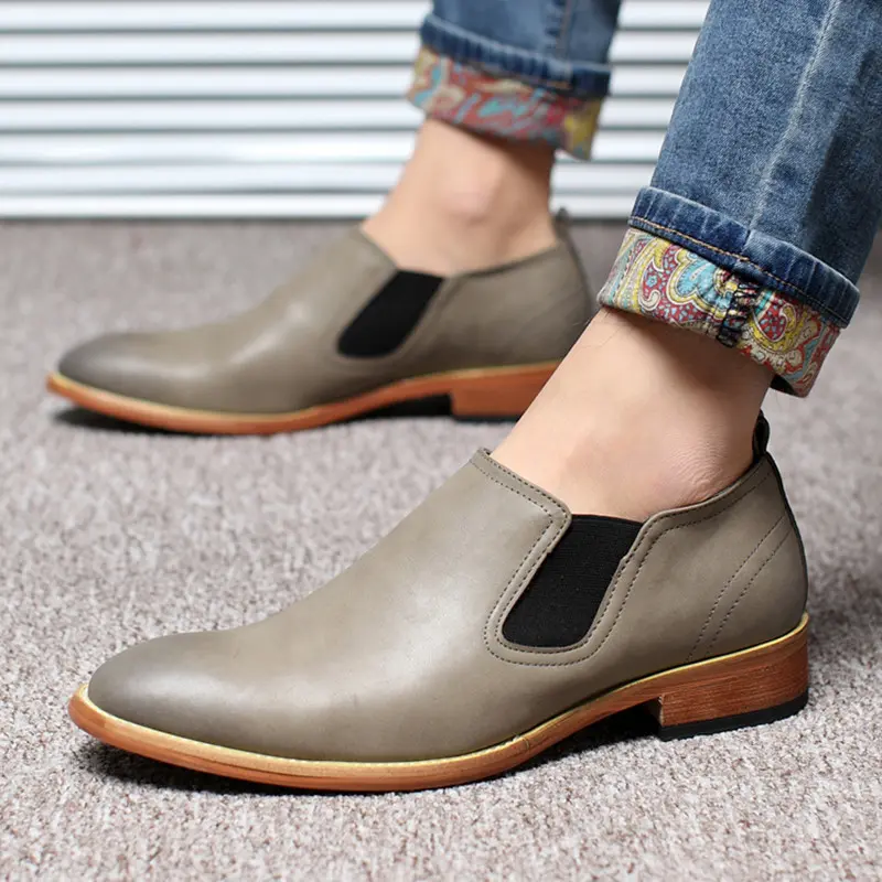 Yomior Luxury Brand Genuine Leather Men Sexy Wedding Dress Shoes Male Banquet Party Formal Oxfords Flats Slip-on Casual Shoes