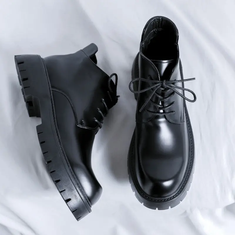 New Autumn Winter Luxury Black Men Ankle Boots Dress Leather Shoes Business Wedding Tooling Boots Outdoor Motorcycle Boots