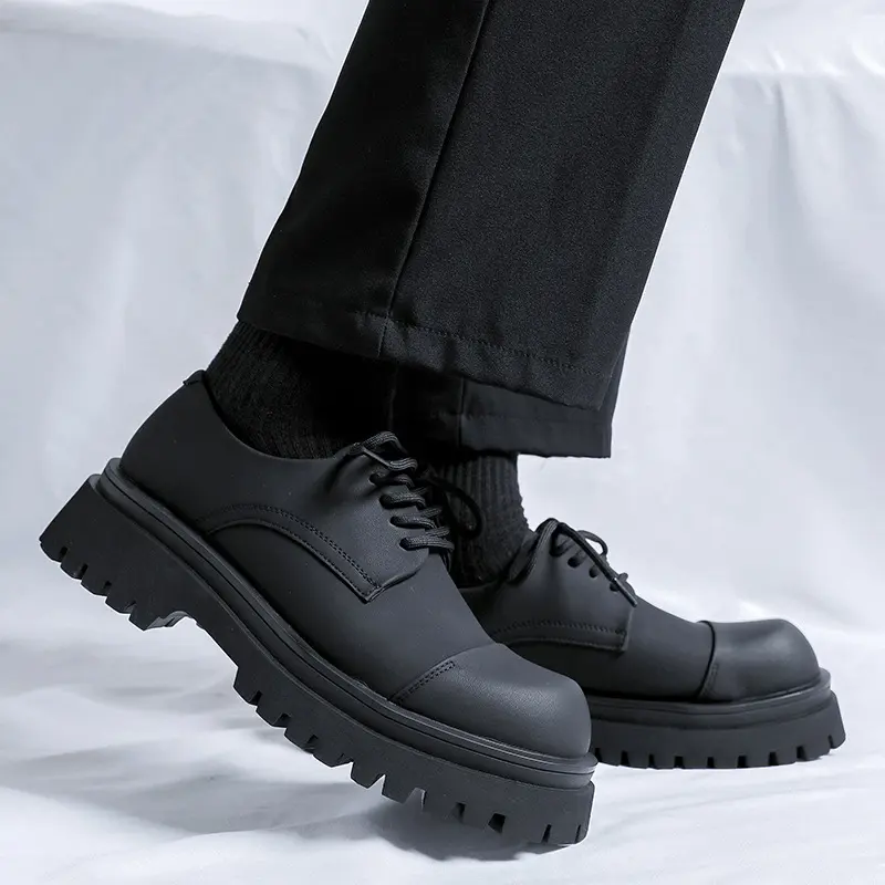 New Black Business Men Shoes Luxury Dress Loafers Spring Autumn Vintage British Formal Leather Shoes Oxfords Heightening Shoes