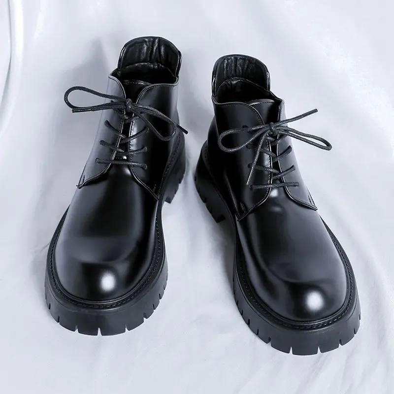 New Autumn Winter Luxury Black Men Ankle Boots Dress Leather Shoes Business Wedding Tooling Boots Outdoor Motorcycle Boots