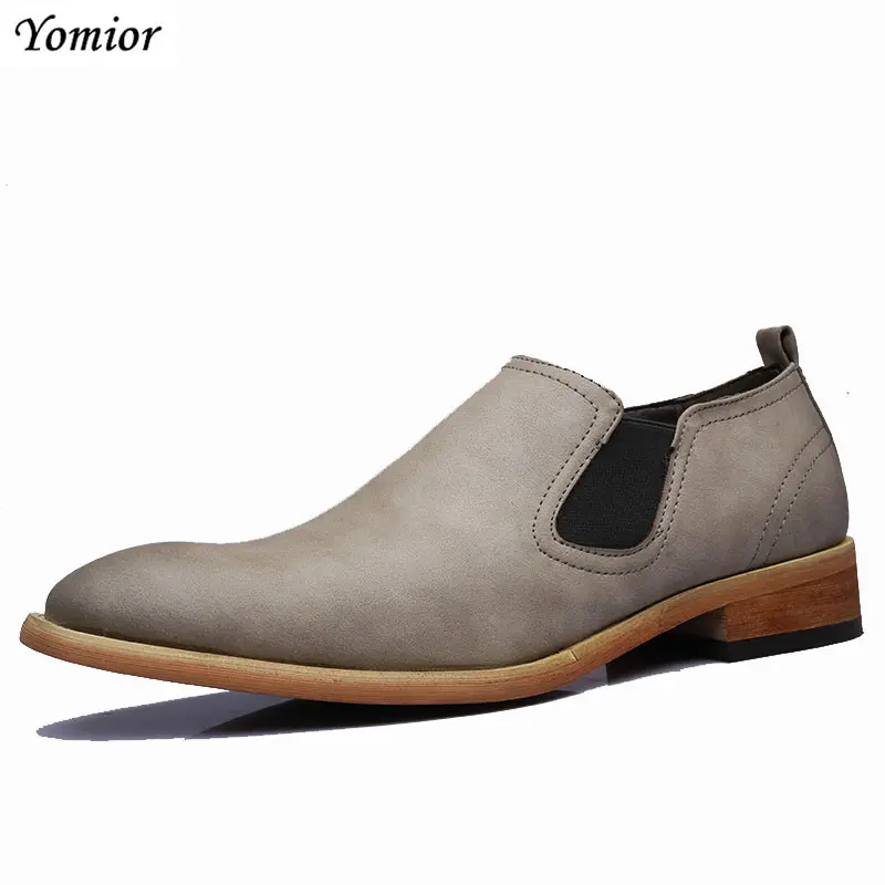 Yomior Luxury Brand Genuine Leather Men Sexy Wedding Dress Shoes Male Banquet Party Formal Oxfords Flats Slip-on Casual Shoes