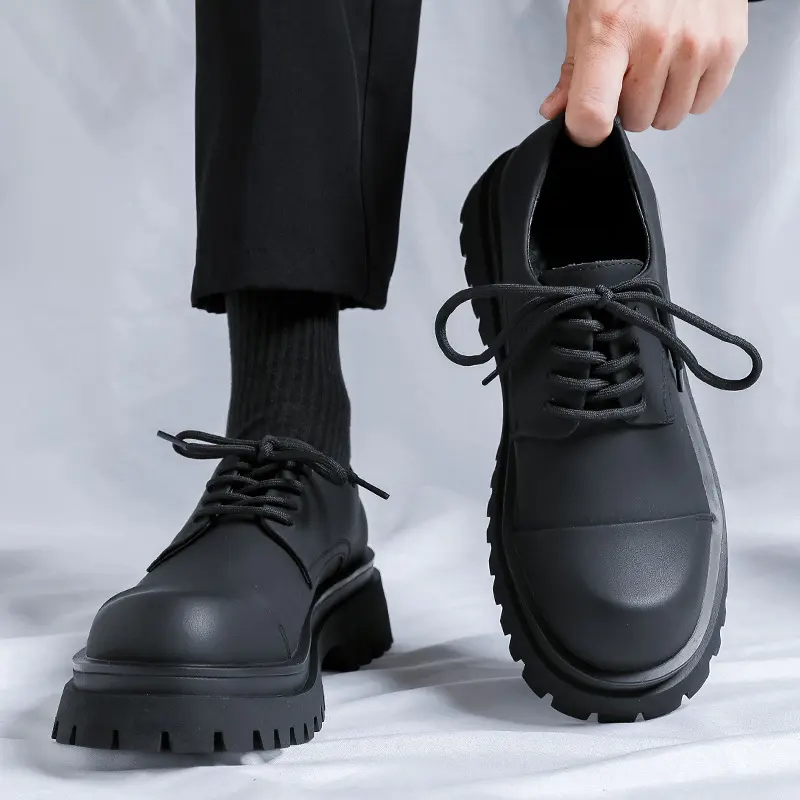New Black Business Men Shoes Luxury Dress Loafers Spring Autumn Vintage British Formal Leather Shoes Oxfords Heightening Shoes