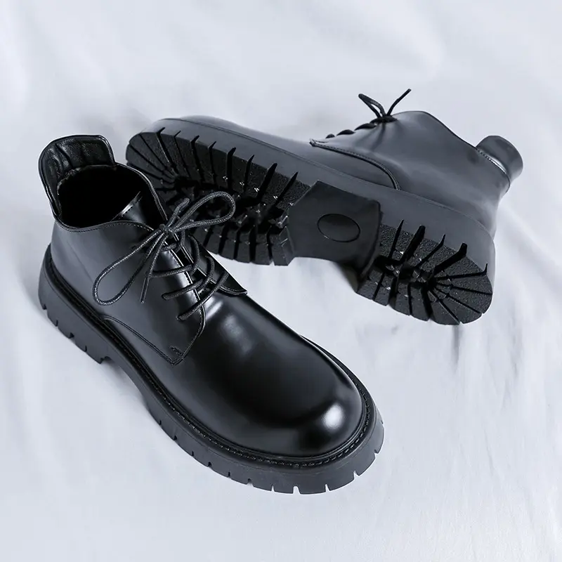 New Autumn Winter Luxury Black Men Ankle Boots Dress Leather Shoes Business Wedding Tooling Boots Outdoor Motorcycle Boots