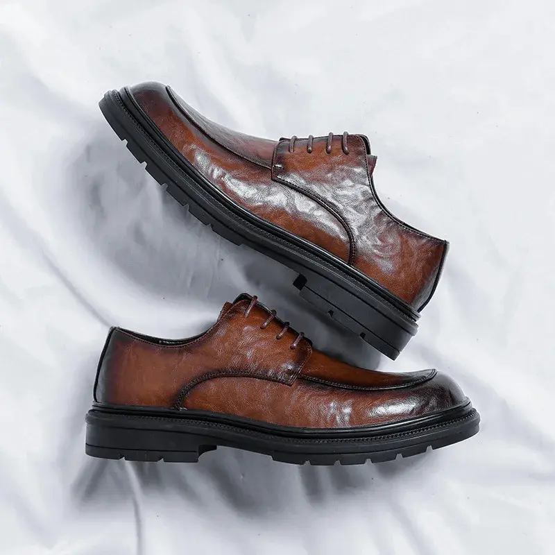 Spring Autumn Black Men Casual Shoes Vintage British Formal Business Dress Leather Shoes Suit Loafers Designer Wedding Oxfords