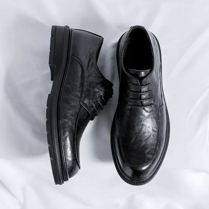 Spring Autumn Black Men Casual Shoes Vintage British Formal Business Dress Leather Shoes Suit Loafers Designer Wedding Oxfords