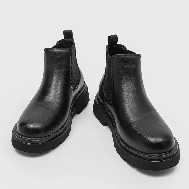 New Black Luxury Fashion Men Casual Leather Shoes Autumn Spring Outdoor Tooling Dress Ankle Boots Wedding Business Chelsea Boots