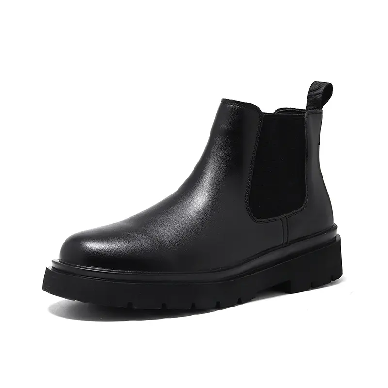 New Black Luxury Fashion Men Casual Leather Shoes Autumn Spring Outdoor Tooling Dress Ankle Boots Wedding Business Chelsea Boots