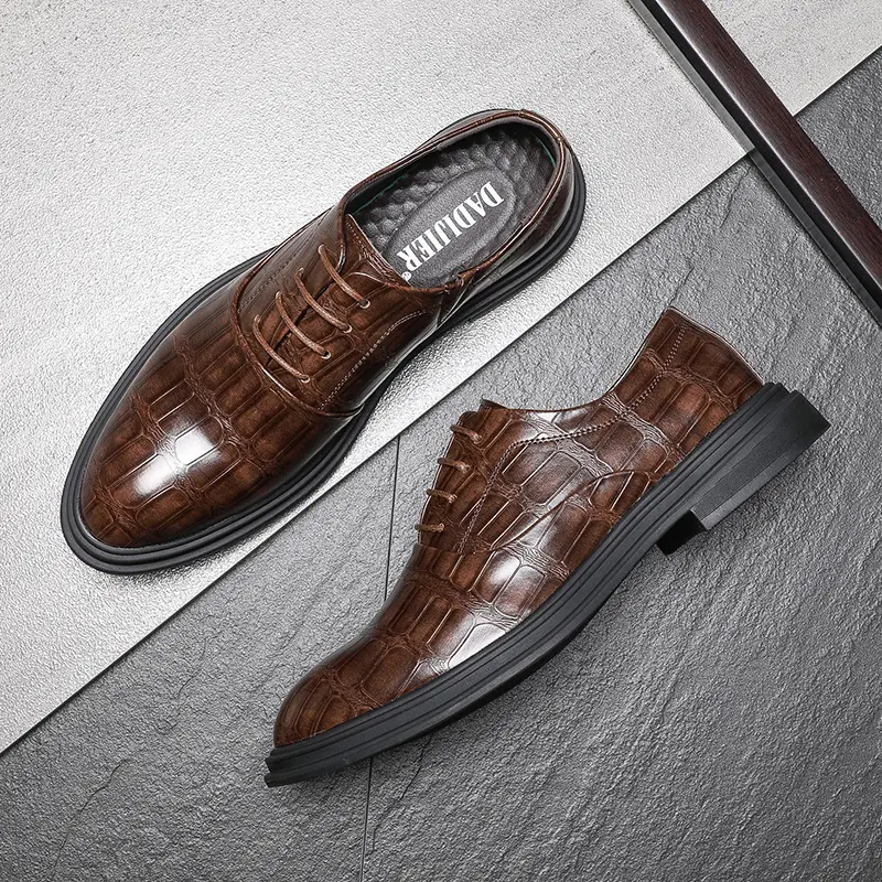 New Vintage Italian Casual Men Shoes Spring Autumn Formal Dress Leather Shoes Business Wedding Oxfords Loafers High Quality