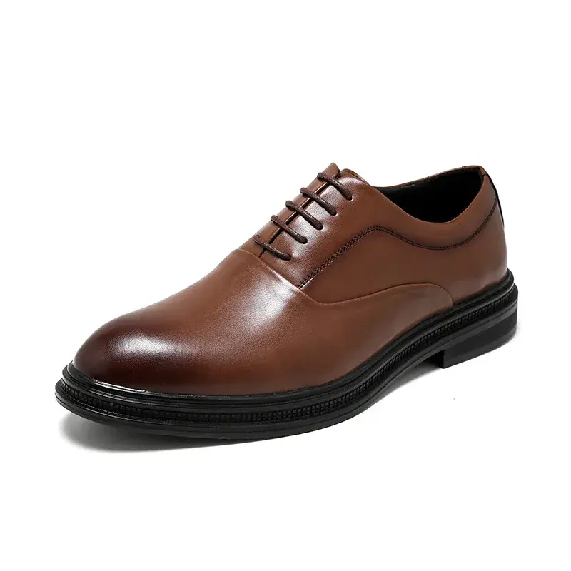 Spring Autumn Business Men Vintage Leather Shoes Formal Dress Loafers British Pointed Toe Oxfords Designer Shoes Wedge Wedding