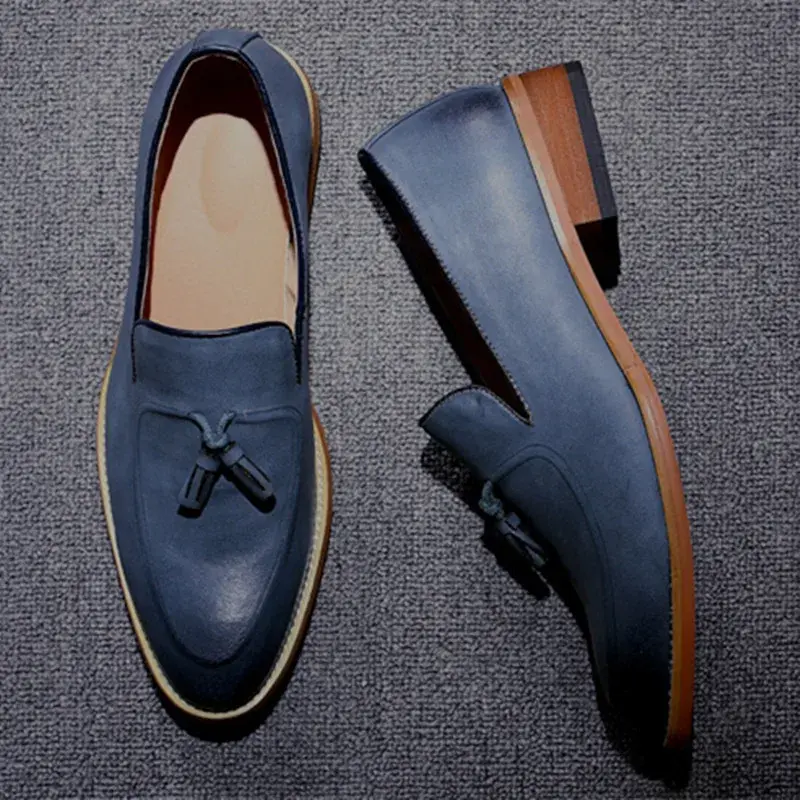 Mens Pointed Toe Dress Wedding Shoes Famous Tassel Footwear Male Formal Fashion Oxfords Shoes Spring Autumn Business Loafers