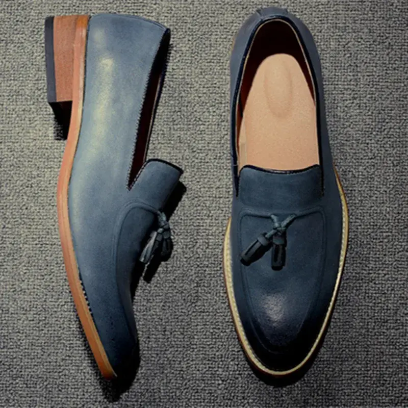 Mens Pointed Toe Dress Wedding Shoes Famous Tassel Footwear Male Formal Fashion Oxfords Shoes Spring Autumn Business Loafers