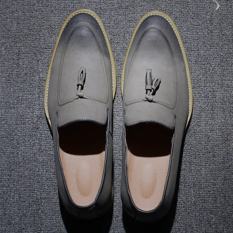 Mens Pointed Toe Dress Wedding Shoes Famous Tassel Footwear Male Formal Fashion Oxfords Shoes Spring Autumn Business Loafers