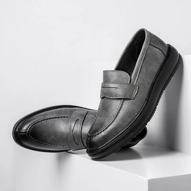 Yomior Korean Fashion Dress Shoes PointedToe Split Leather Men Casual Formal Vintage Loafers Business Wedding Oxfords Breathable